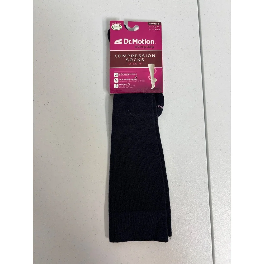 Womens Compression Socks Bundle 3 Pairs Dr Motion Goldtoe Navy Striped Tan NWT